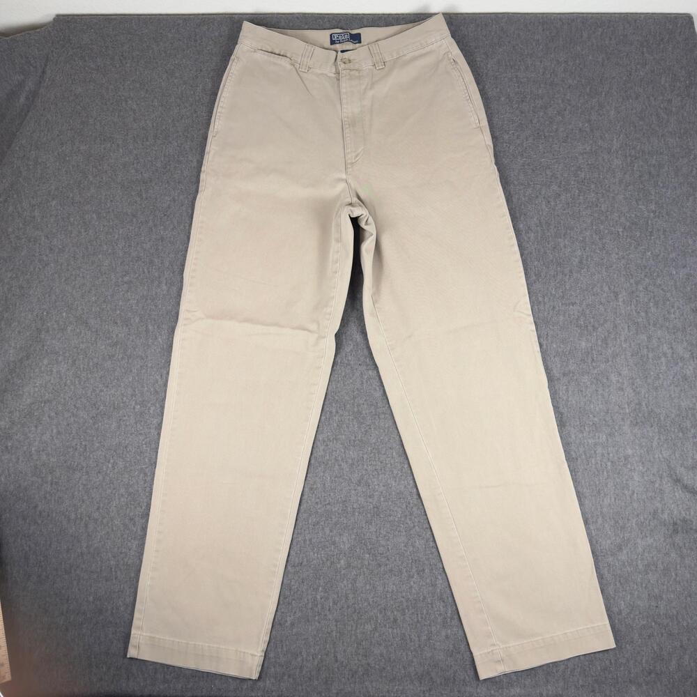 Vintage Polo Ralph Lauren Pants Mens 32x31 Beige Chino Classic Fit 100% Cotton